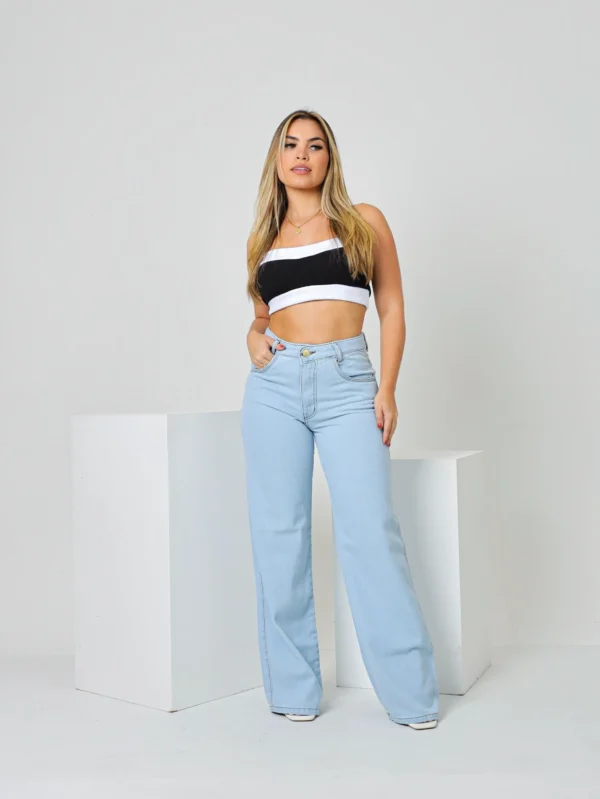 Calça Jeans Wide Leg Feminina - Image 3