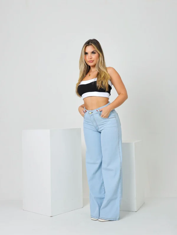 Calça Jeans Wide Leg Feminina - Image 4